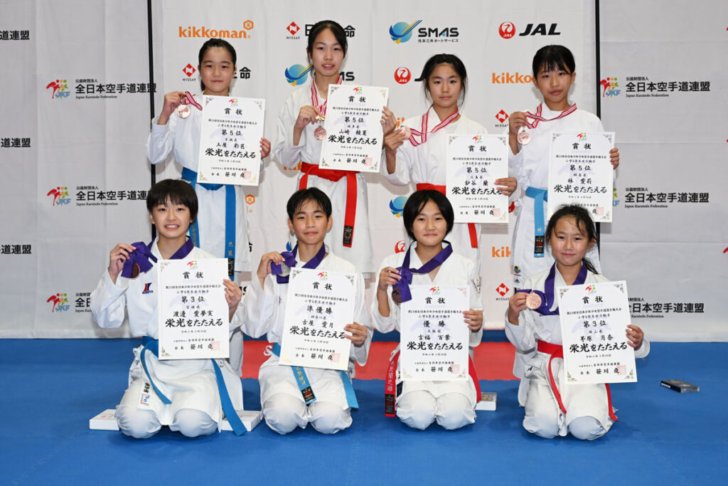 全少2024小学6年生女子組手入賞者